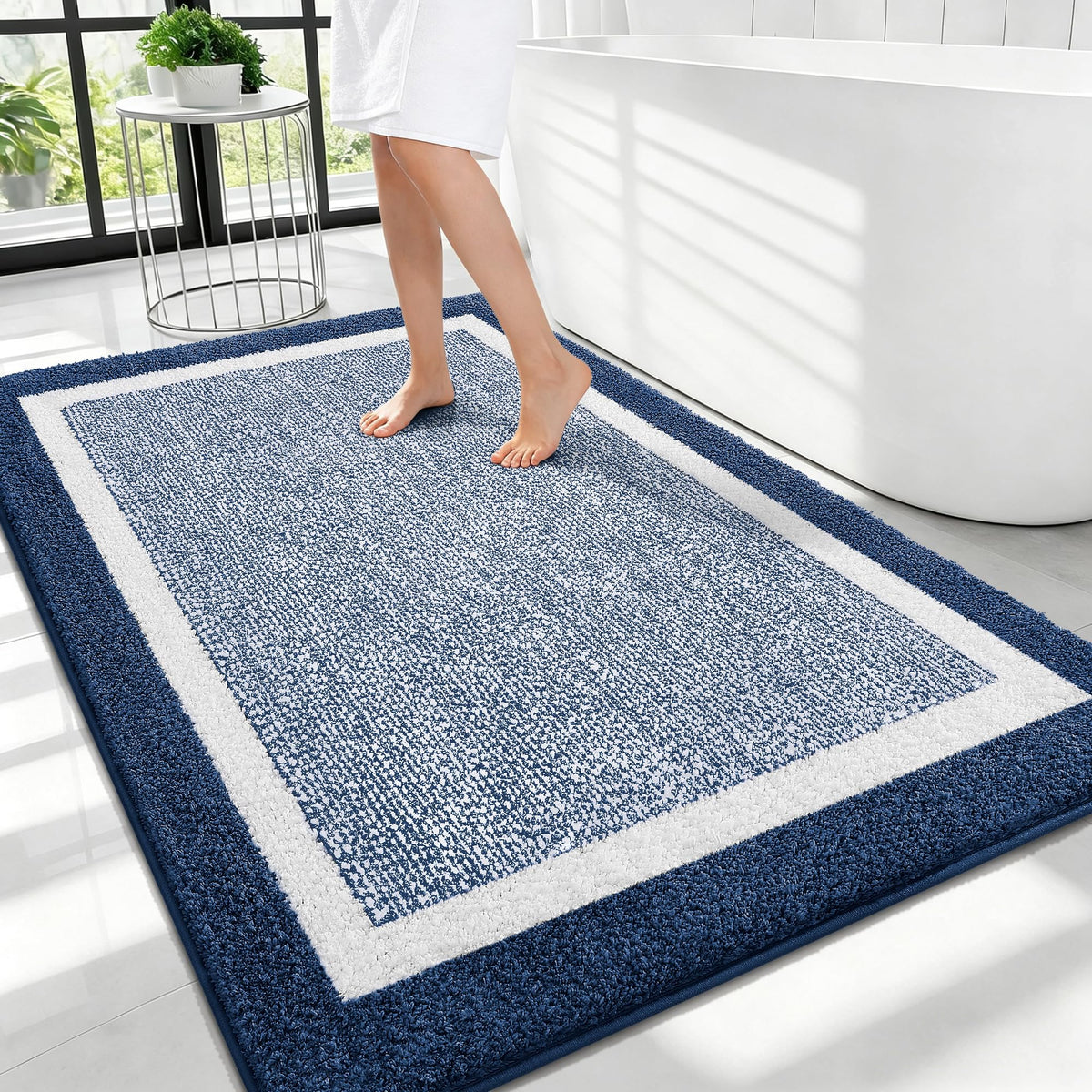 OLANLY Bathroom Rugs 36x24, Soft Absorbent Microfiber Bath Rugs, Grey