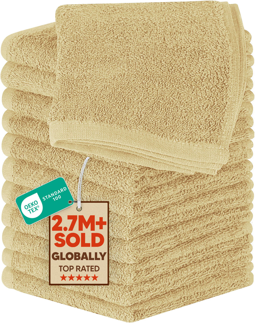 Utopia Towels 24 Pack Washcloths, 12x12 in, 100% Cotton, White