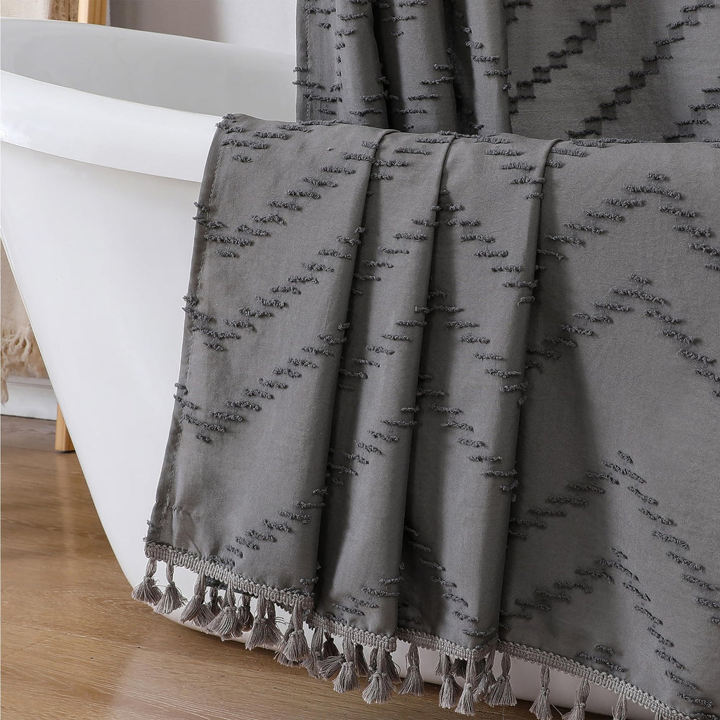 OWENIE White Fabric Boho Shower Curtain 72 x 72 Inches for Bathroom
