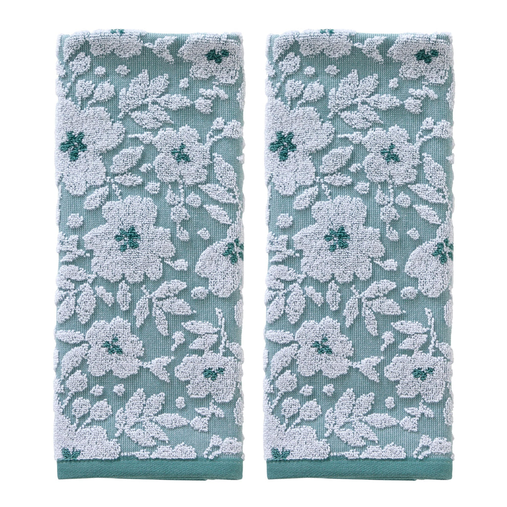 SKL Home Floral Hand Towel Set-2pc, 100% Cotton Jacquard, Gray