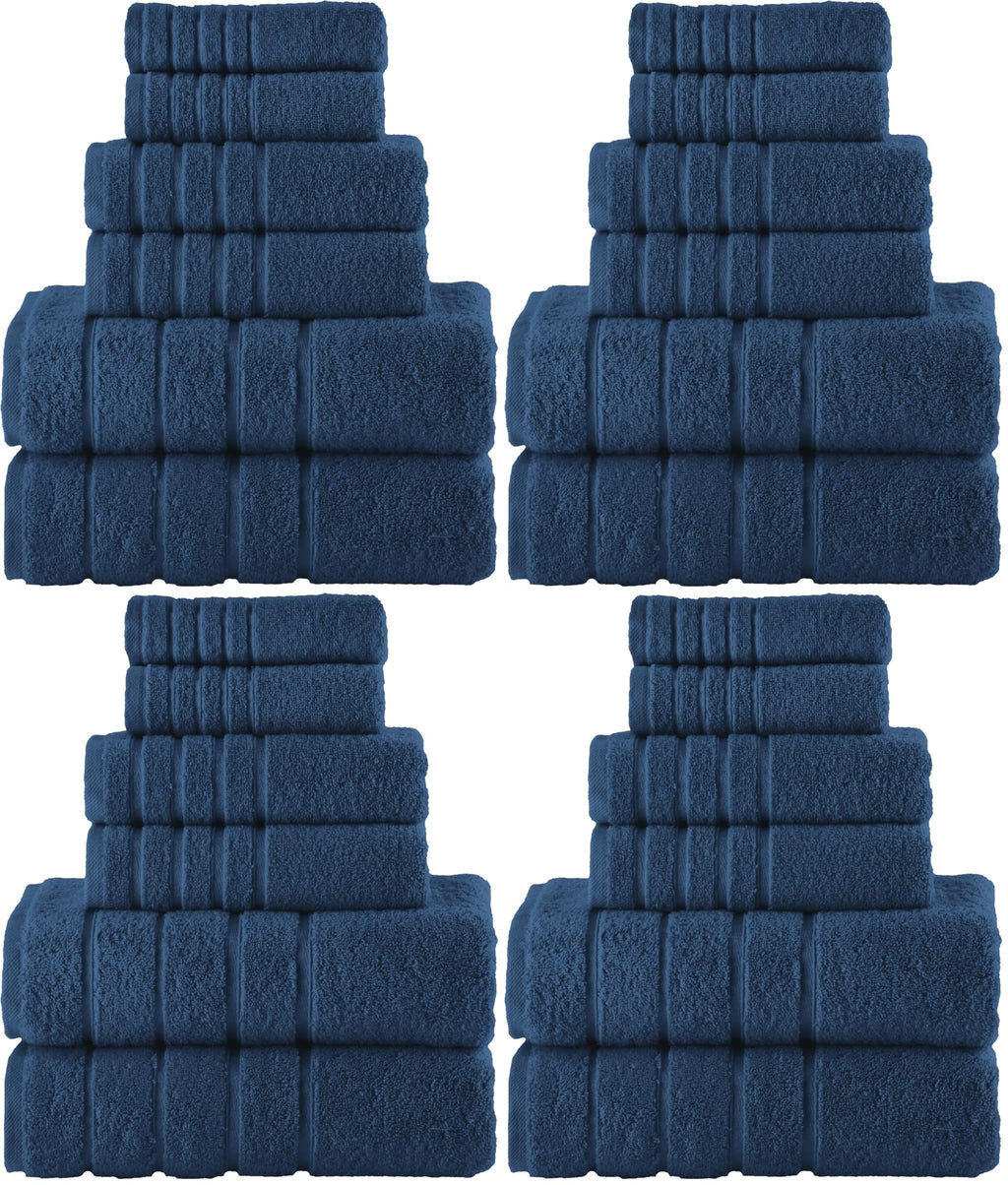Elegant Comfort 4 Lines Viscose Stripe 6-Piece Premium Towel Set - 100% Turkish Cotton High Absorbent Luxury Bathroom Towels – Includes 2 Washcloths, 2 Hand Towels and 2 Bath Towels Set, Gold