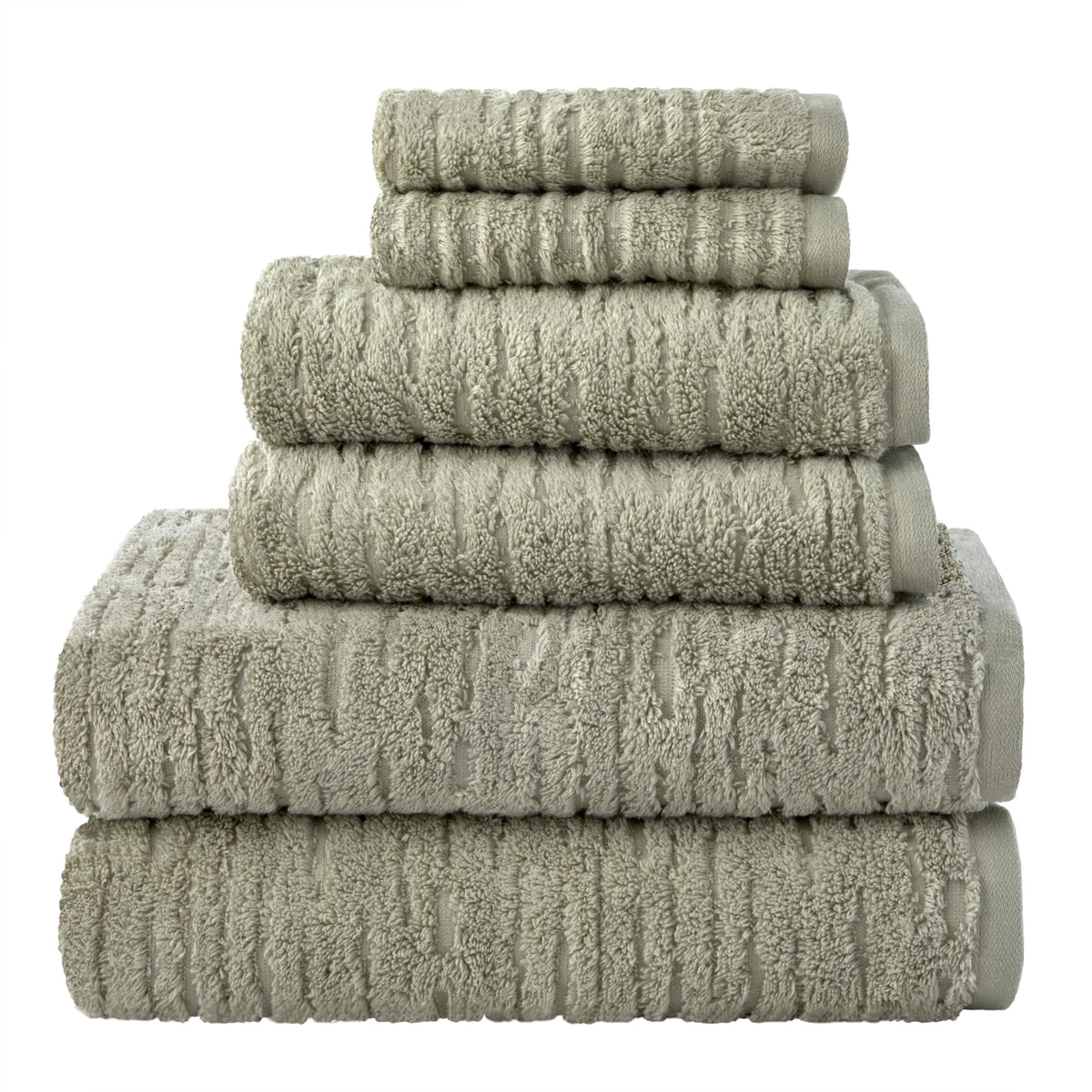SKL Home CloudSoft Bath Towel Set, 6-Piece, 100% Cotton Luxury, Oatmeal