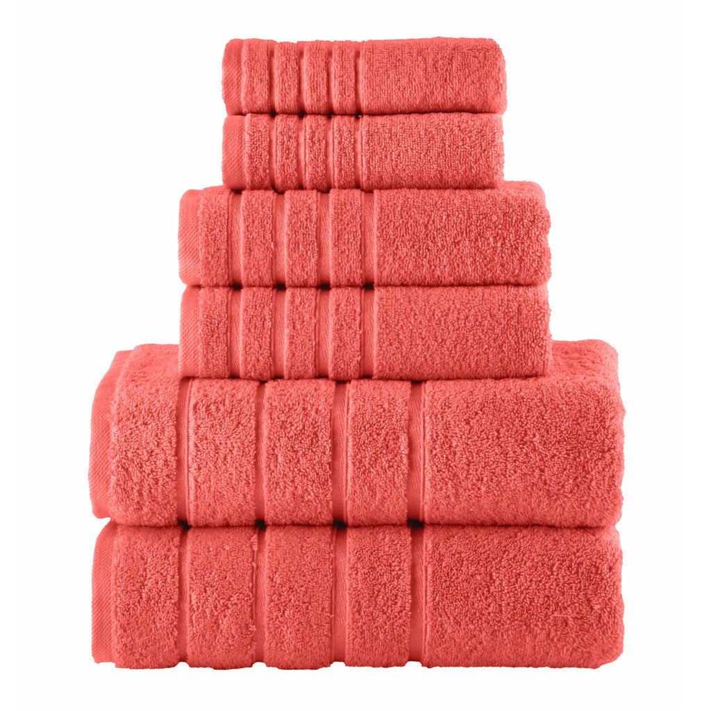 Elegant Comfort 4 Lines Viscose Stripe 6-Piece Premium Towel Set - 100% Turkish Cotton High Absorbent Luxury Bathroom Towels – Includes 2 Washcloths, 2 Hand Towels and 2 Bath Towels Set, Gold
