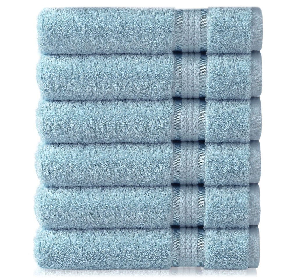 COTTON CRAFT Ultra Soft Hand Towels - 6 Pack 100% Ringspun Cotton Towel Set