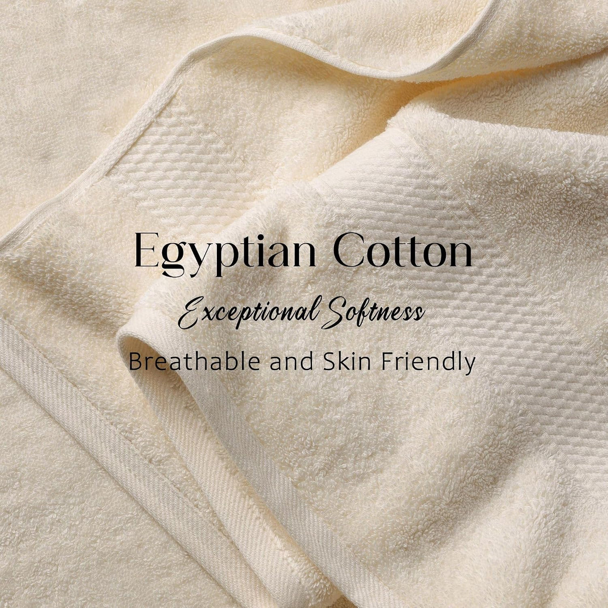 SUPERIOR Egyptian Cotton Plush & Absorbent, Hand Towel Set of 4, Cream
