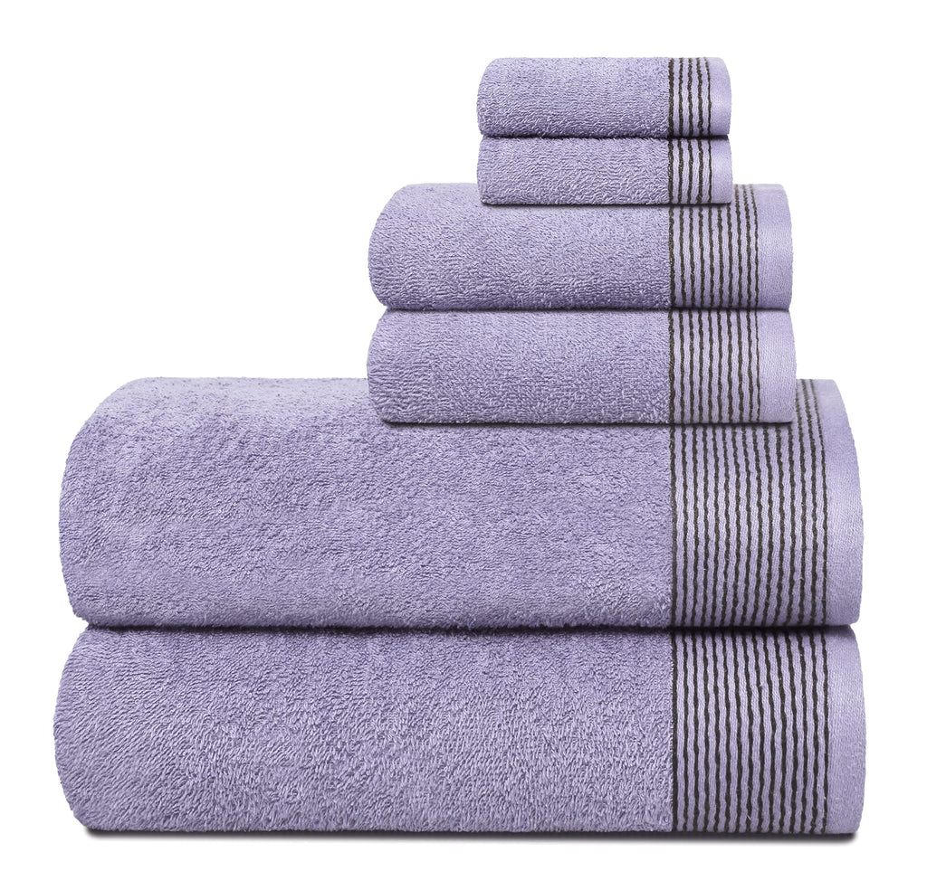 Belizzi Home 100% Cotton Ultra Soft 6 Pack Towel Set, Contains 2 Bath Towels 28x55 inchs, 2 Hand Towels 16x24 inchs & 2 Washcloths 12x12 inchs, Compact Lightweight & Highly Absorbant - Black