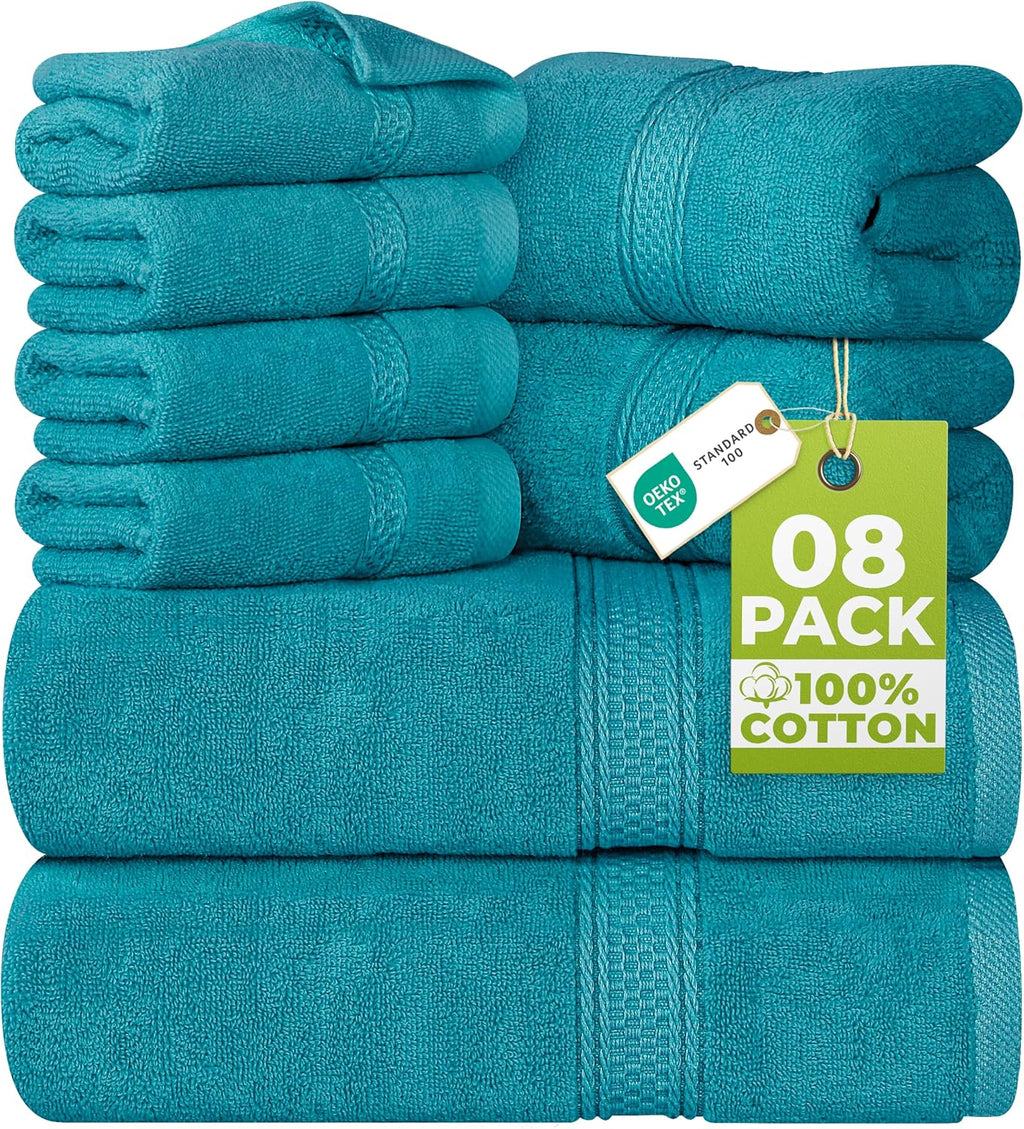 Utopia Towels 8 Piece Majestic Plush Luxury Towel Set, Cotton, Teal