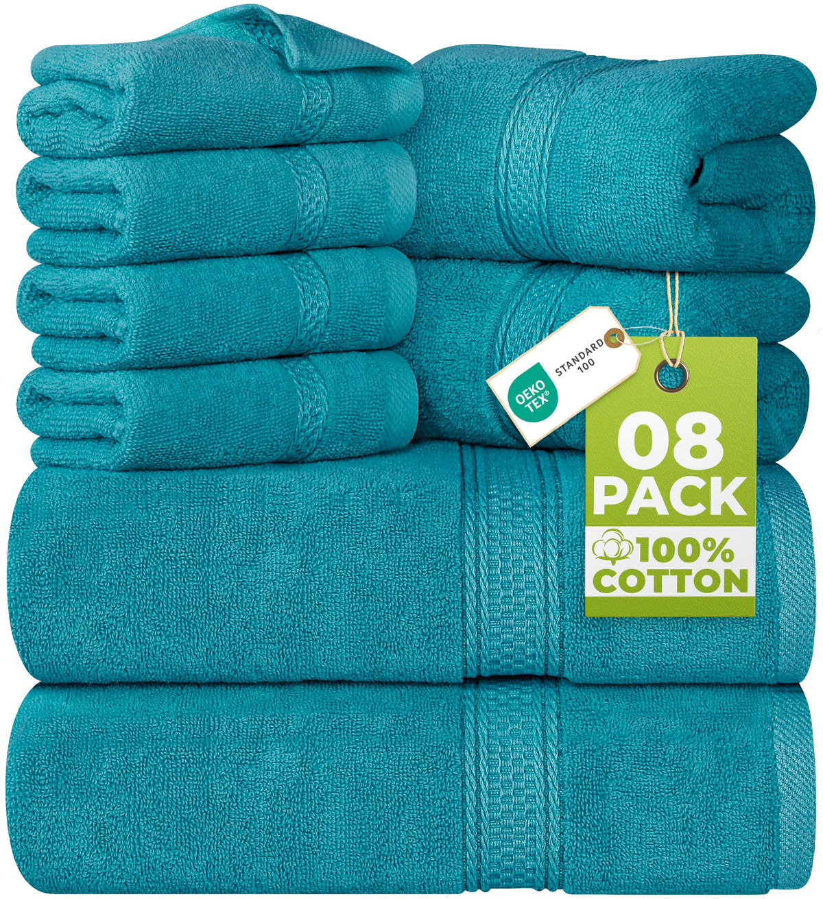 Utopia Towels 8 Piece Majestic Plush Luxury Towel Set, Cotton, Sage Green