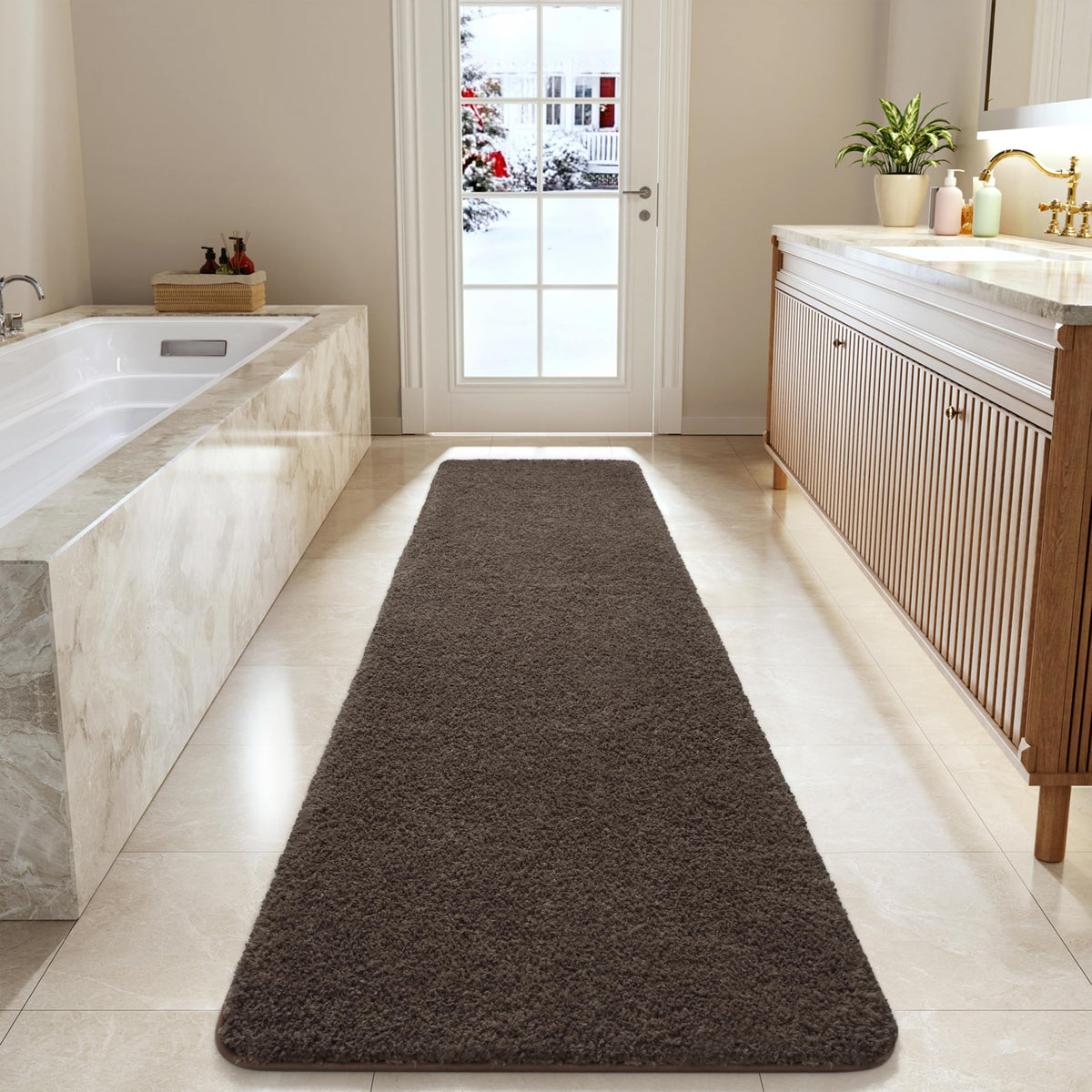 LOCHAS Bathroom Rug Runner 24x60 Inch, Bath Rugs Non Slip, Grey