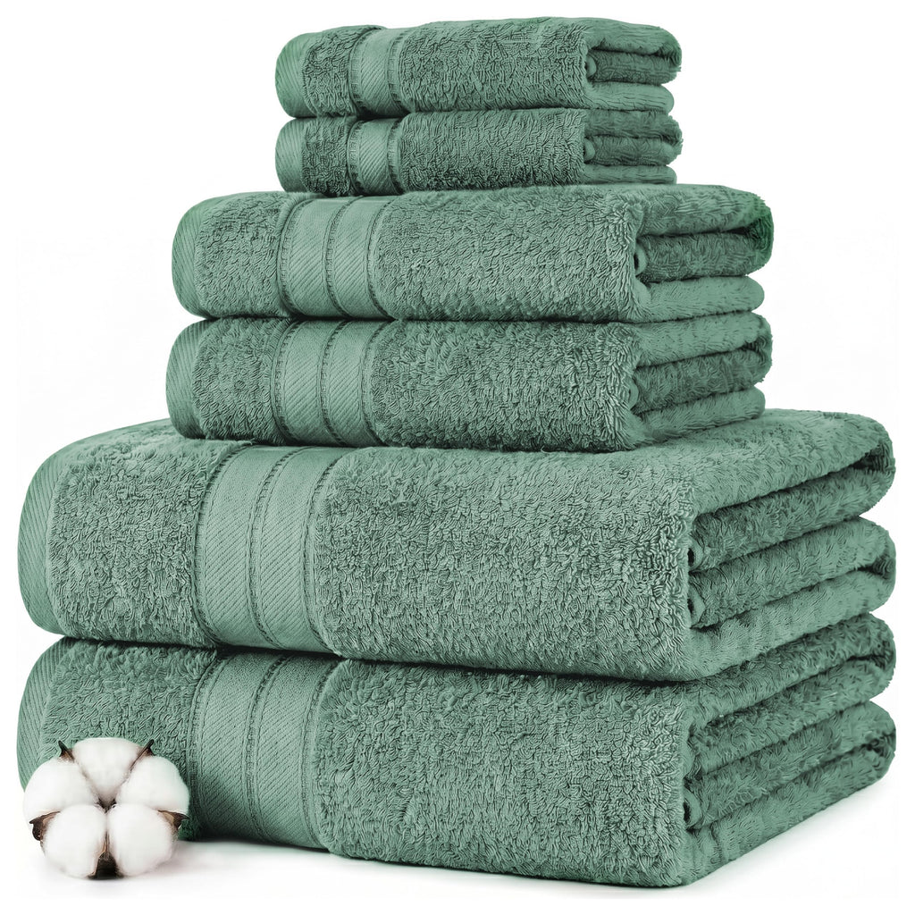 Modern Threads Spun Loft 6 Piece Bath Towel Set – 2 Bath Towels, 2 Hand Towels & 2 Washcloths – 100% Cotton, 600 GSM, Plush, Soft & Absorbent (Blush)