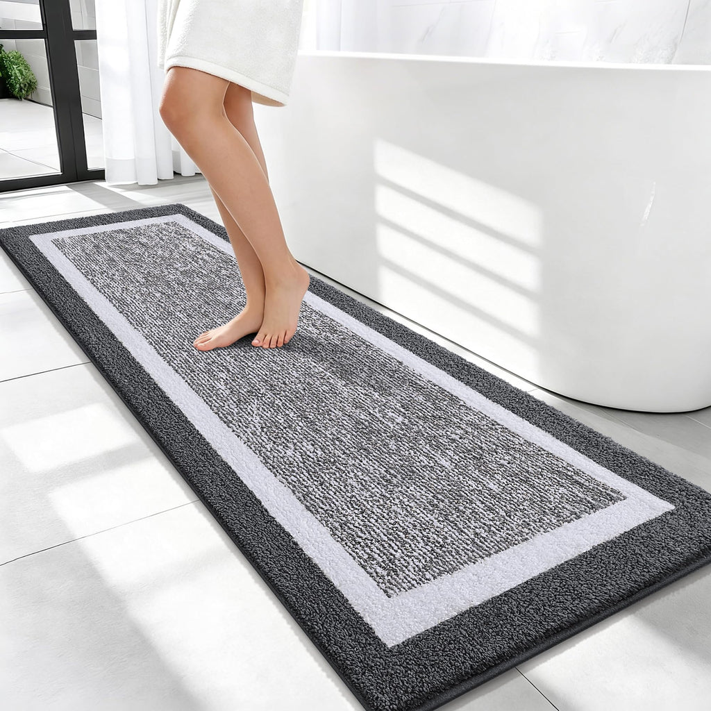 OLANLY Bathroom Rugs 36x24, Soft Absorbent Microfiber Bath Rugs, Grey