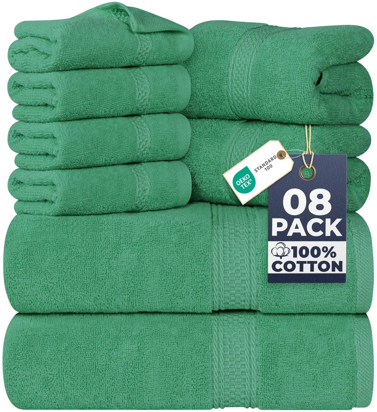 Utopia Towels 8 Piece Majestic Plush Luxury Towel Set, Cotton, Sage Green