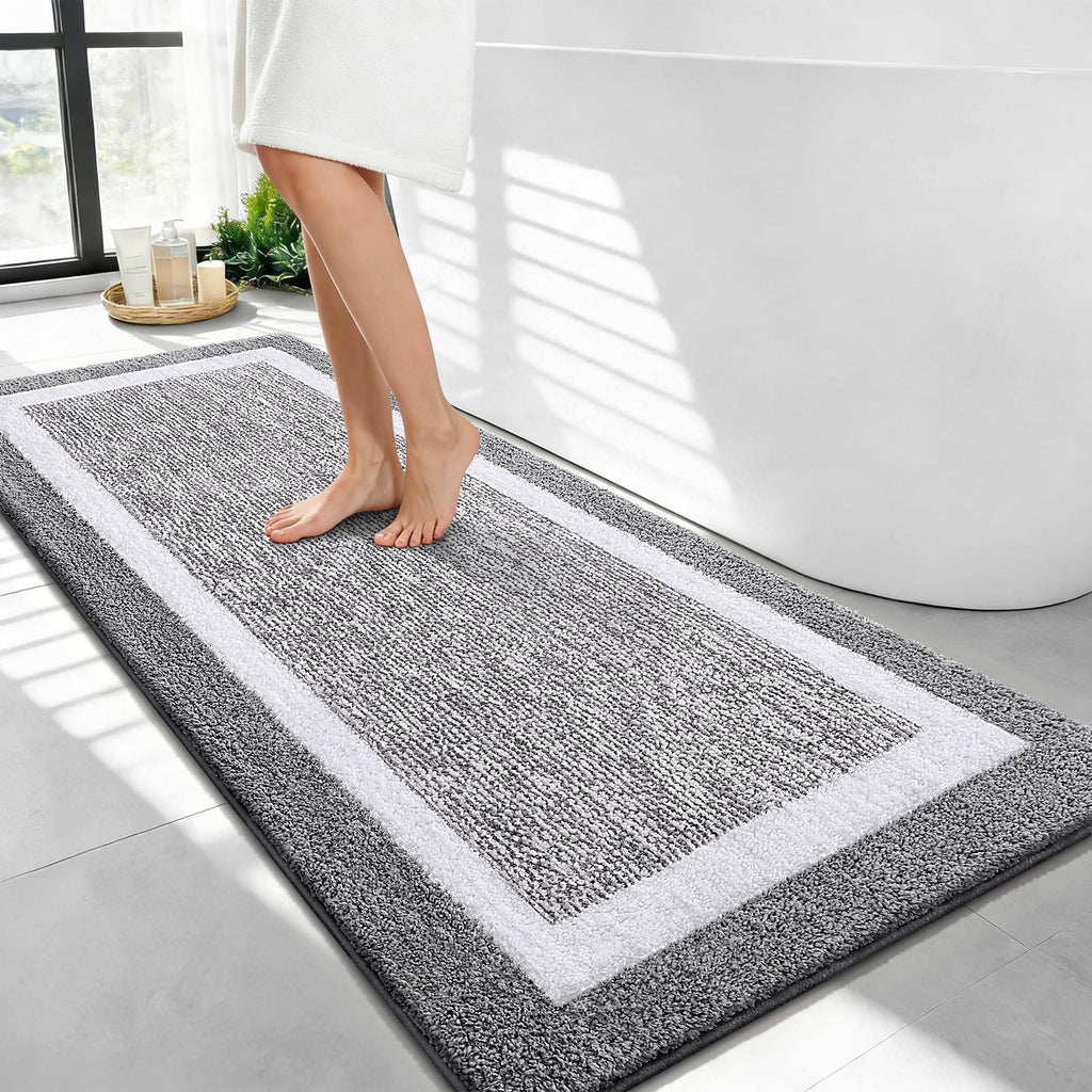 OLANLY Bathroom Rugs 36x24, Soft Absorbent Microfiber Bath Rugs, Grey