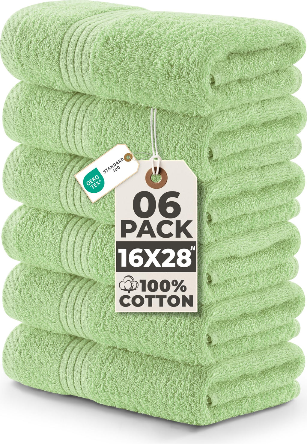 Utopia Towels 6 Piece Hand Towels Set, 16x28 in, 100% Cotton, Turquoise