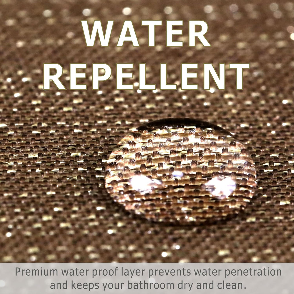 Brown Silver Glitter Shower Curtain: Waterproof Washable Quick Dry 72Lx72W