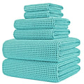 POLYTE 430 GSM Poly Blend Microfiber Quick Dry Waffle Bath Towel Set of 6