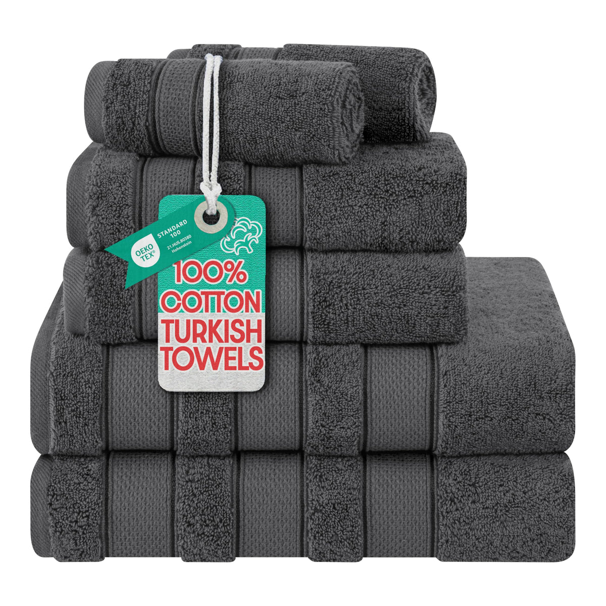 American Soft Linen Salem Turkish Bath Towel Set, 100% Cotton 600 GSM 6 Piece Towels for Bathroom, 2 Bath Towels 2 Hand Towels 2 Washcloths, Navy Blue