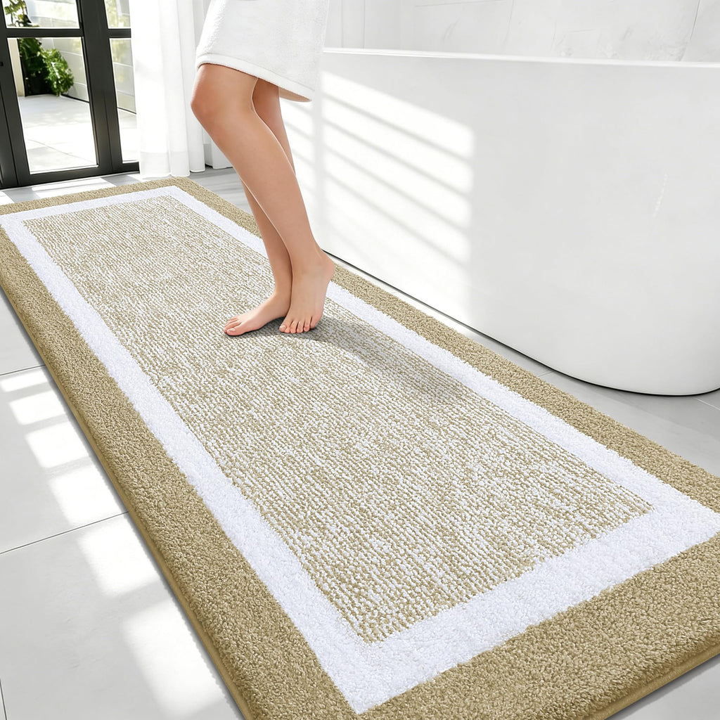 OLANLY Bathroom Rugs 36x24, Soft Absorbent Microfiber Bath Rugs, Grey