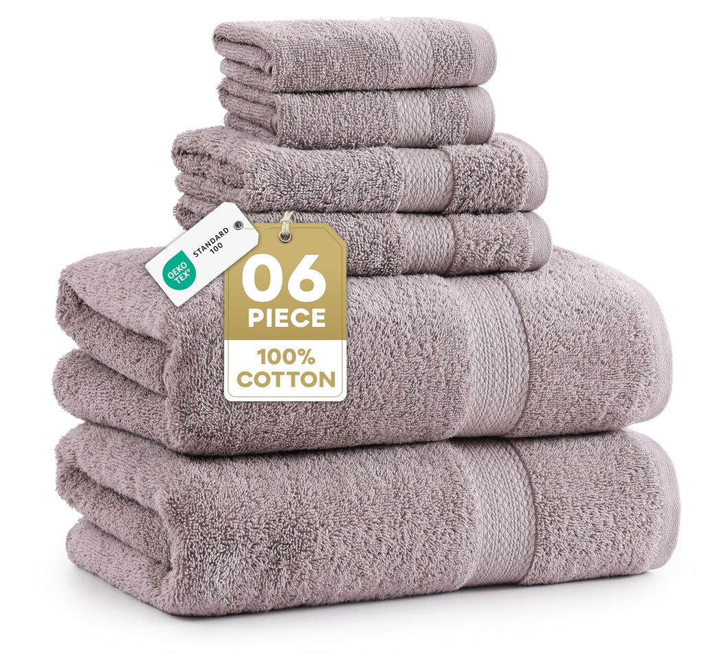 100% Cotton Bath Towels Set Soft Absorbent Quick Dry 16 Piece - Grey