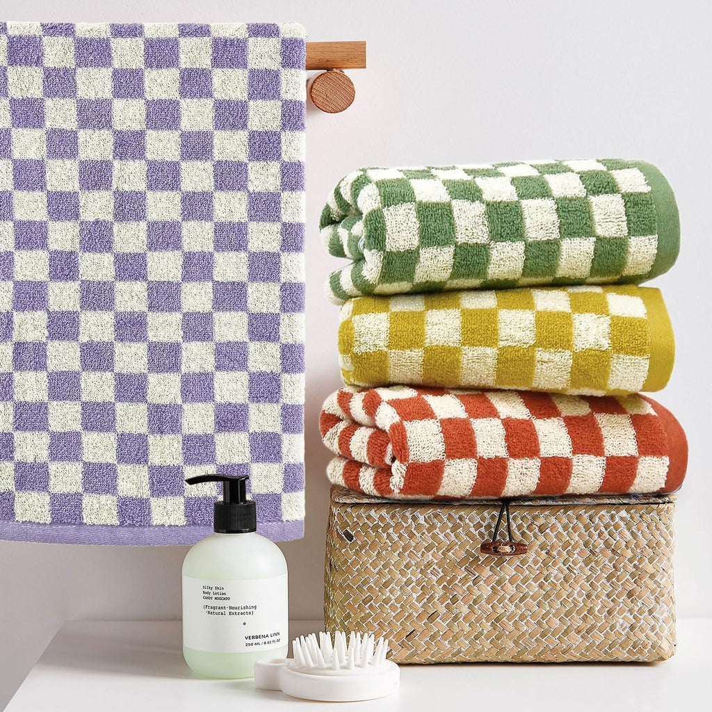 Jacquotha Hand Towels for Bathroom 4 Pack, Checkered Hand Towel Set