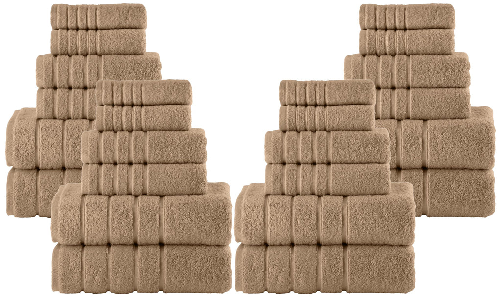 Elegant Comfort 4 Lines Viscose Stripe 6-Piece Premium Towel Set - 100% Turkish Cotton High Absorbent Luxury Bathroom Towels – Includes 2 Washcloths, 2 Hand Towels and 2 Bath Towels Set, Gold