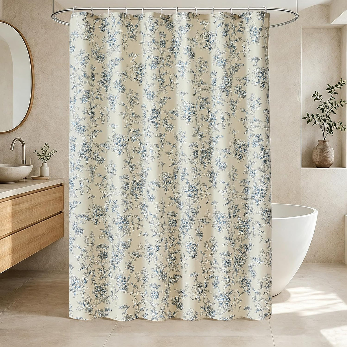 Warmstar Floral Shower Curtain for Bathroom Weighted Hem Water Repellent
