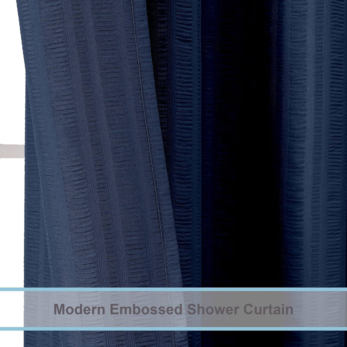 Aiyufeng Moga Navy Blue Fabric Shower Curtains for Bathroom - Blue Hotel Spa Polyester Cloth Bath Curtain with 12 Holes, 72x72, Machine Washable, Navy Blue