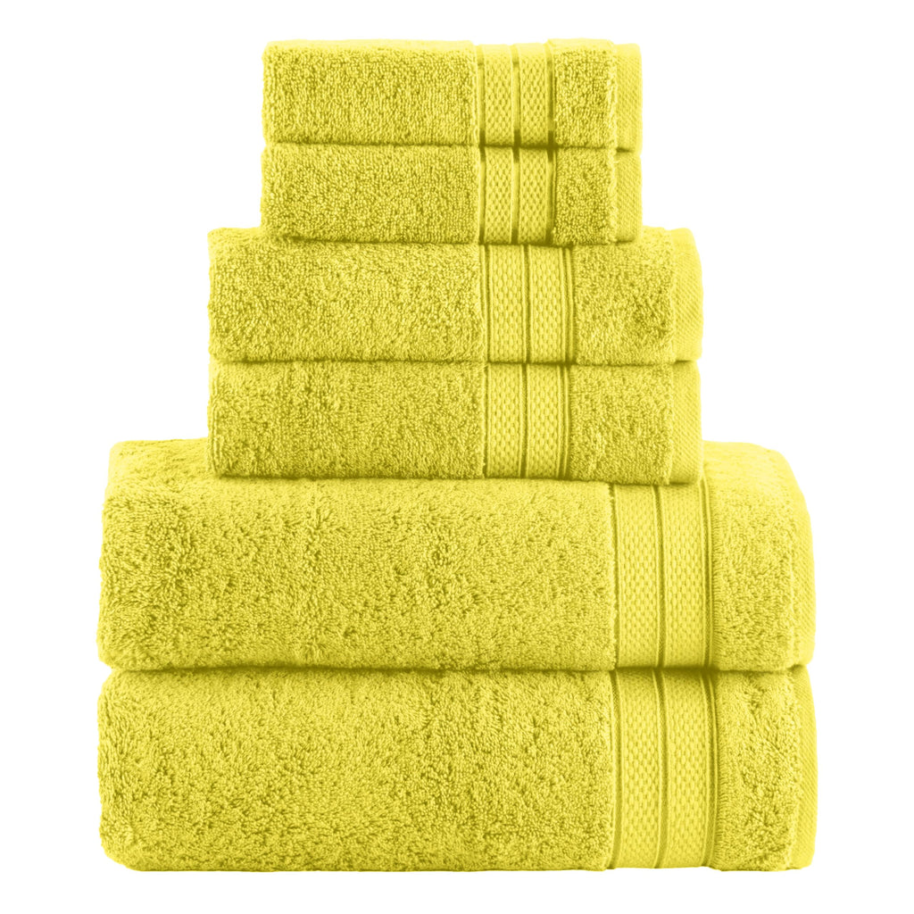Elegant Comfort Luxury 6-Piece Towel Set, Premium Soft 100% Turkish Cotton, Three Line Popcorn Design 2 Bath Towels, 2 Hand Towels and 2 Washcloths Towel Set-Quick-Drying and Absorbent, Vibrant Orange