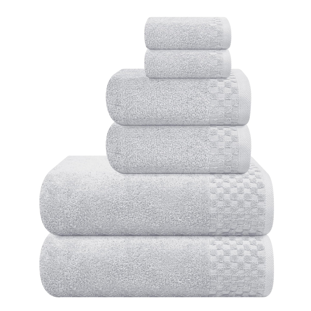 MyOwn Premium Cotton 6 Pack Towel Set for Bathroom, Contains 2 Bath Towels 28x55 inch, 2 Hand Towels 16x24 inch & 2 Wash Coths 12x12 inch, Ideal Everyday use, Compact & Lightweight - Black