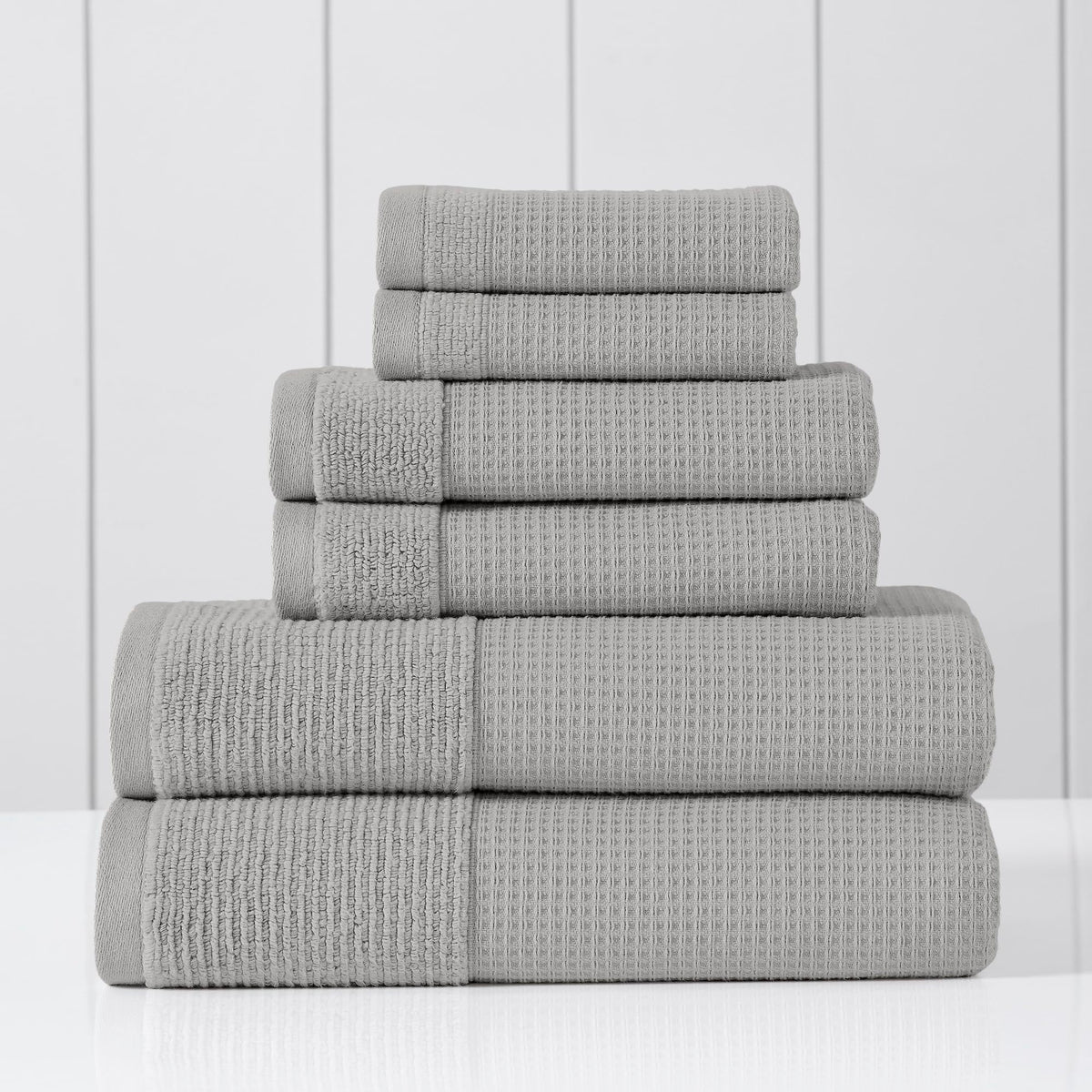 Modern Threads Waffle-Rib 6-Piece Towel Set – Premium Cotton Bath Towels, Ultra-Absorbent & Soft, Elegant Waffle Texture for Bathroom & Spa, Air