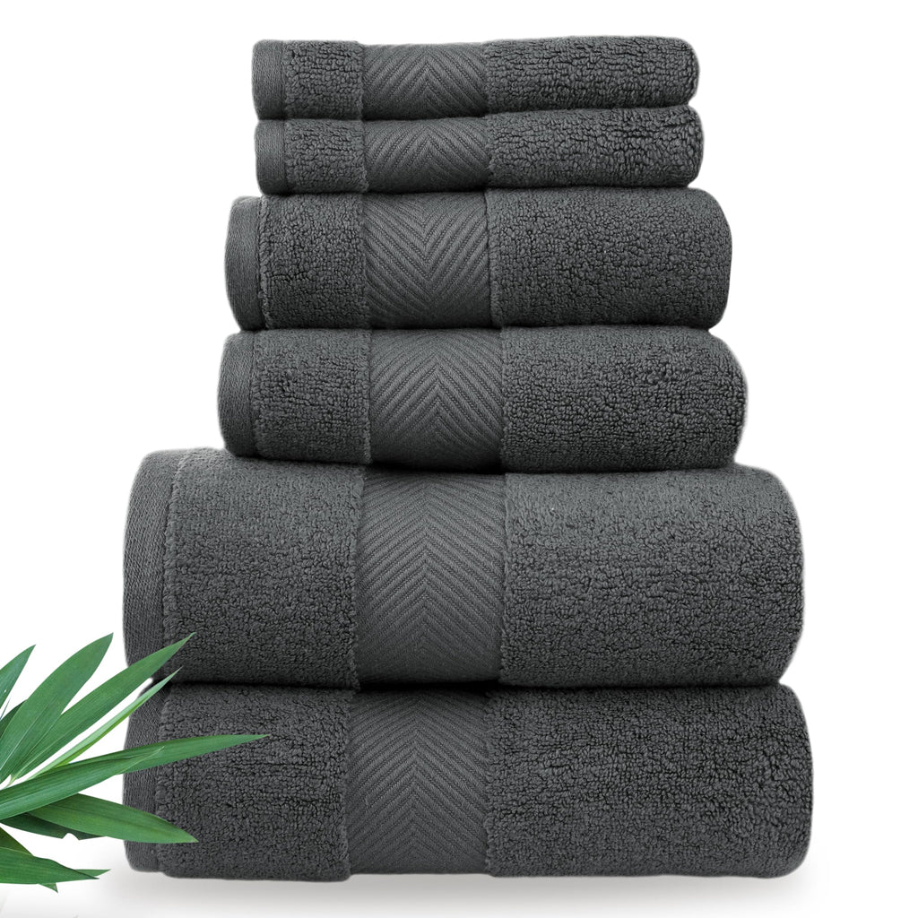 Luxury Viscose from Bamboo Bath Towels, Ultra Soft Set of 6, Eucalyptus