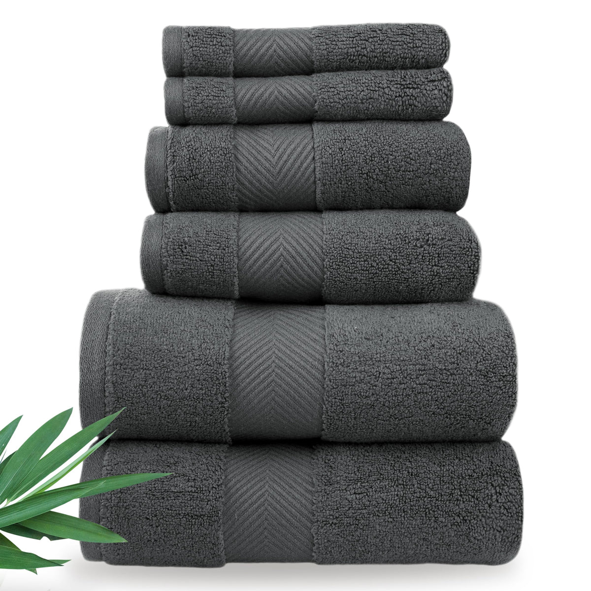 Luxury Viscose from Bamboo Bath Towels, Ultra Soft Set of 6, Eucalyptus