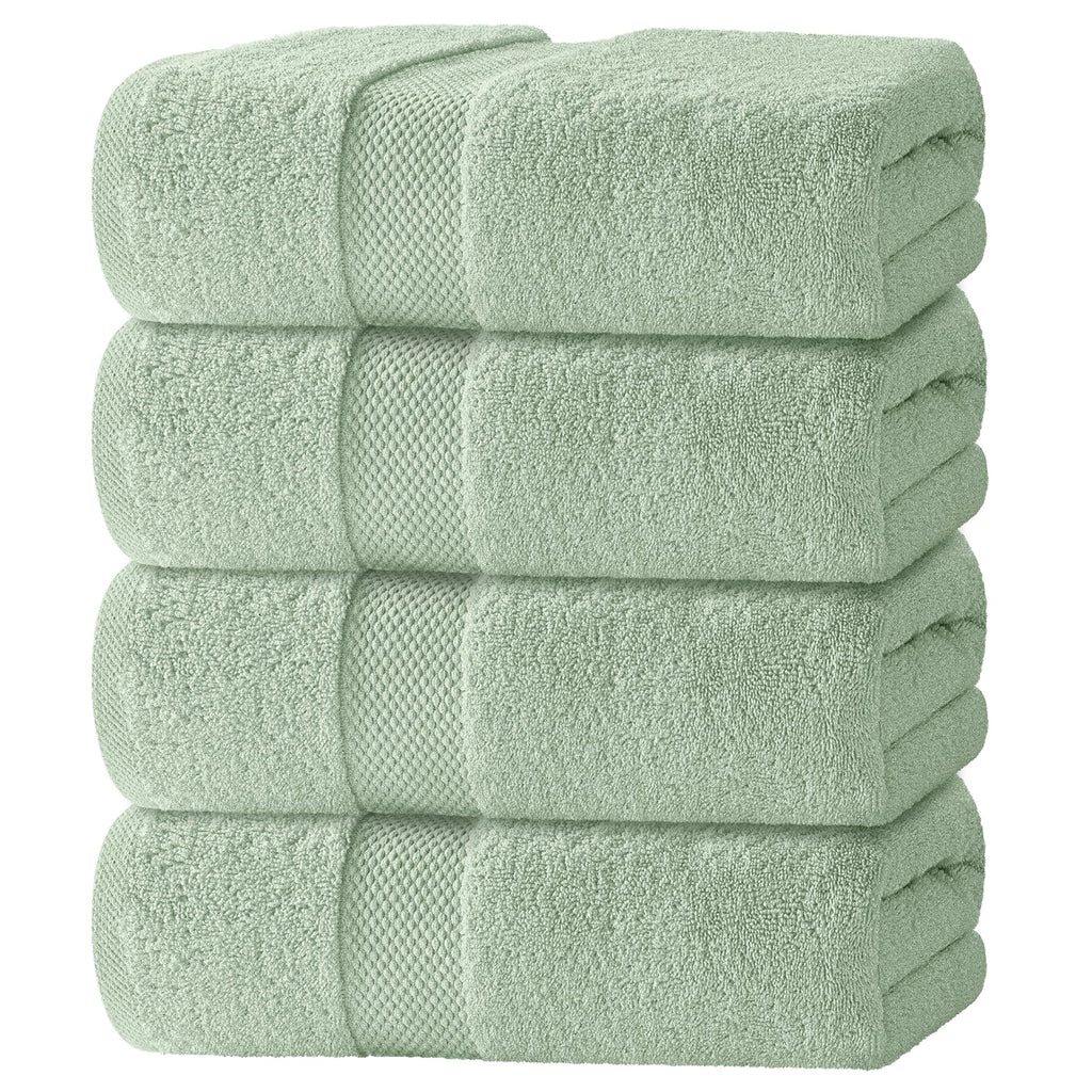 White Classic Luxury White Bath Towels - 4 Pack, 100% Turkish Cotton, 27x54