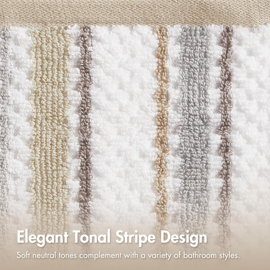 Madison Park Sutton Stripe 6 Piece Cotton Bath Towel Set, Neutral