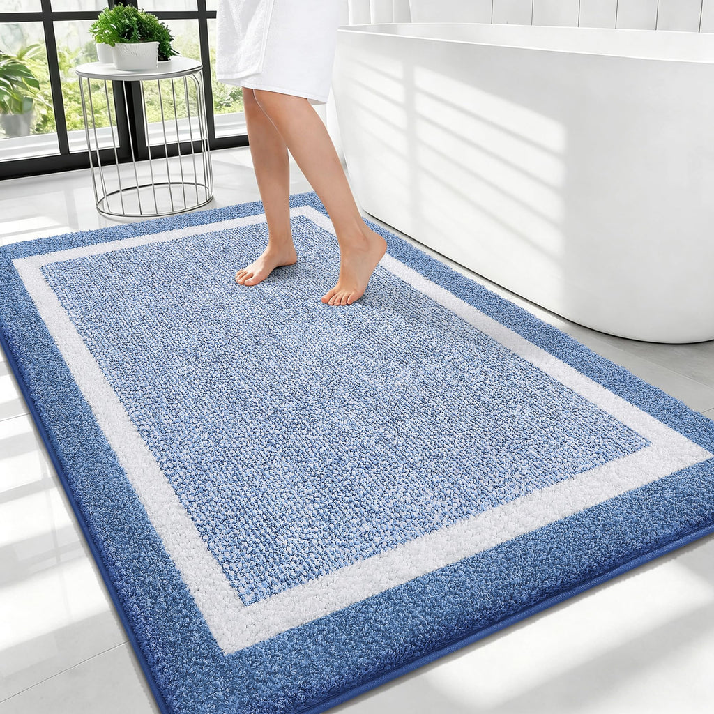 OLANLY Bathroom Rugs 36x24, Soft Absorbent Microfiber Bath Rugs, Grey