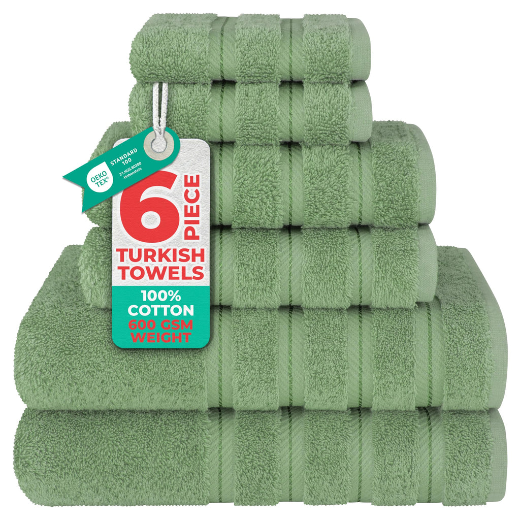 American Soft Linen 100% Cotton Luxury Turkish Towels, 6 Piece Towel Set