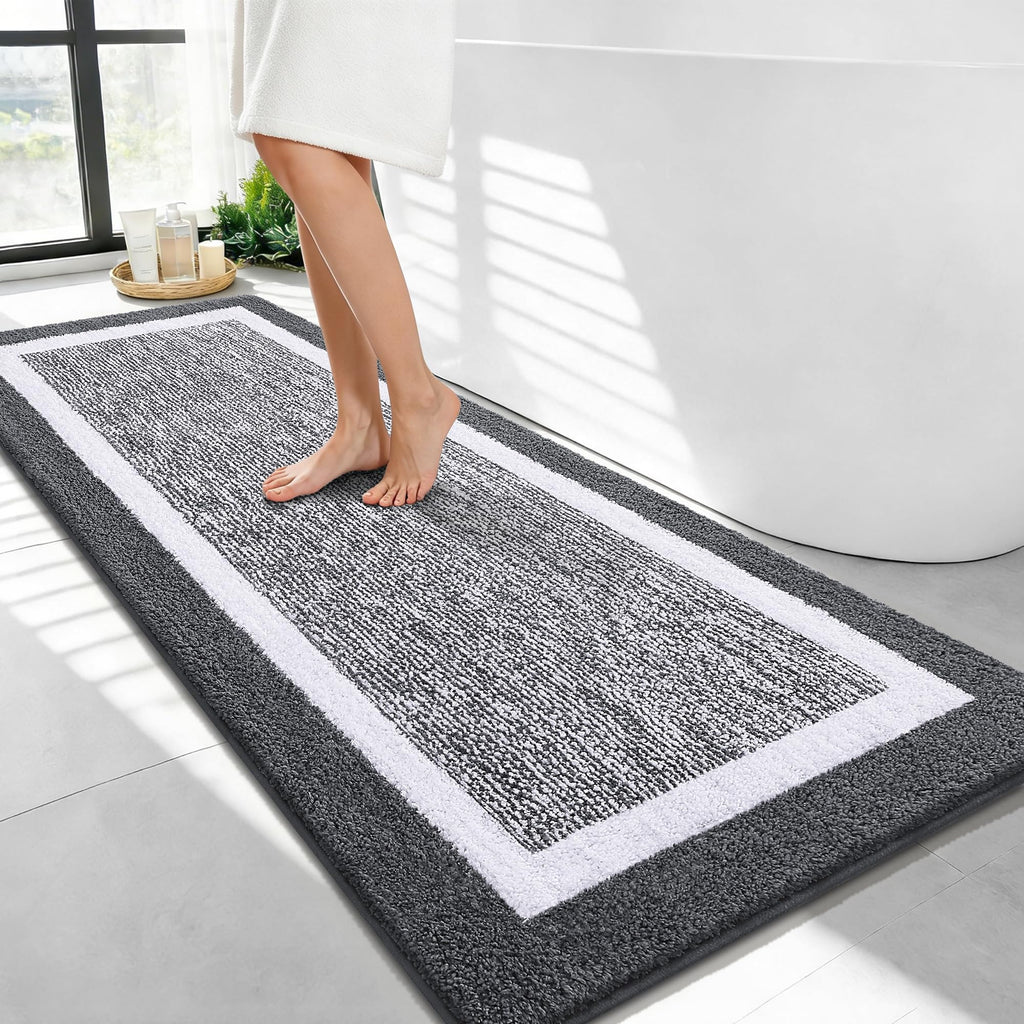 OLANLY Bathroom Rugs 36x24, Soft Absorbent Microfiber Bath Rugs, Grey
