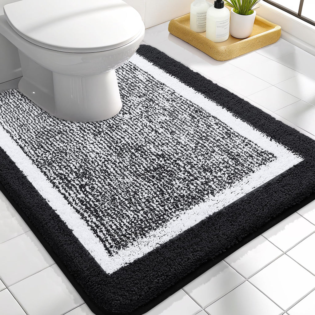 OLANLY Bathroom Rugs 36x24, Soft Absorbent Microfiber Bath Rugs, Grey