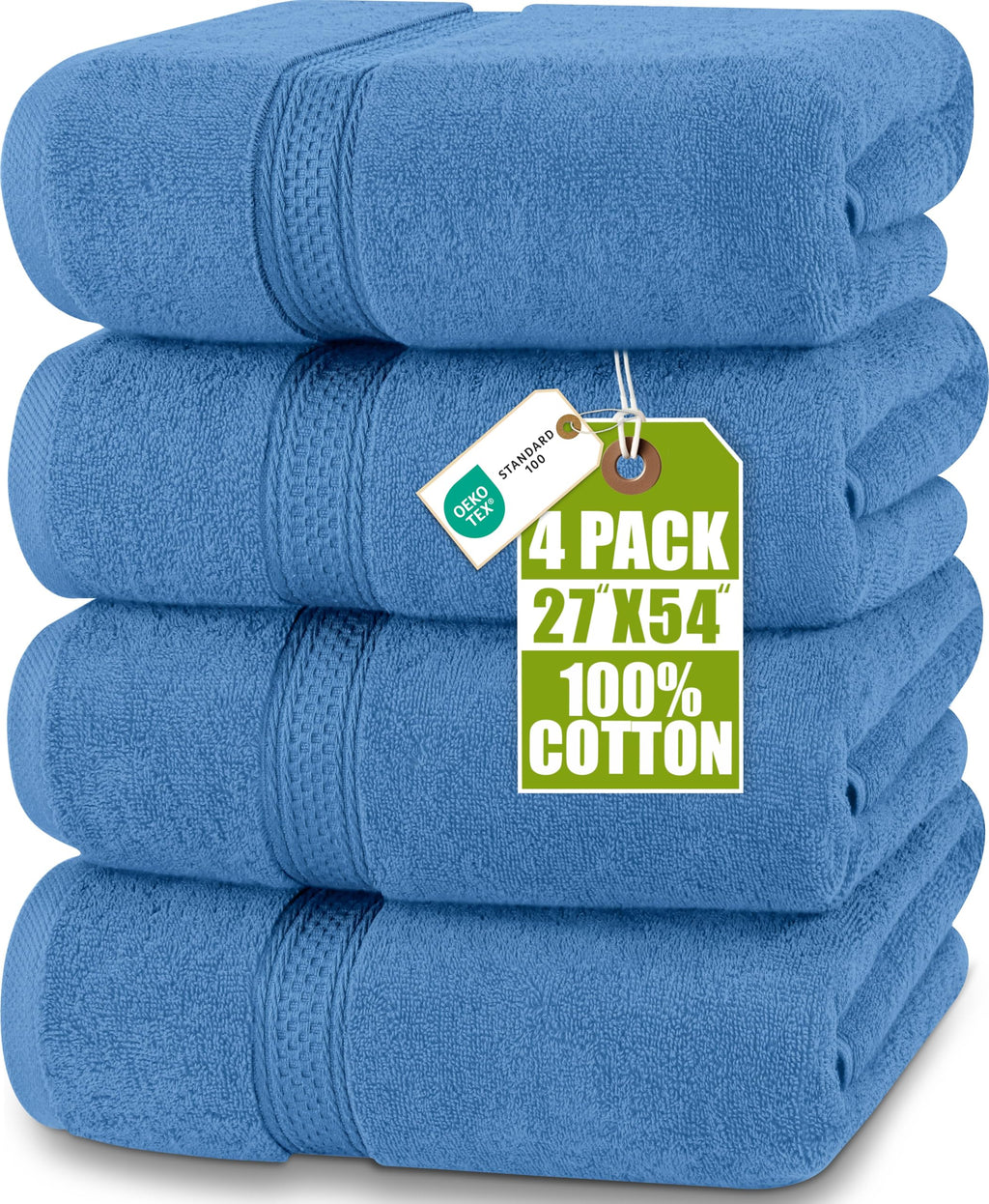 Utopia Towels 4 Pack Premium Bath Towels, 27x54 in, 600 GSM Cotton Grey