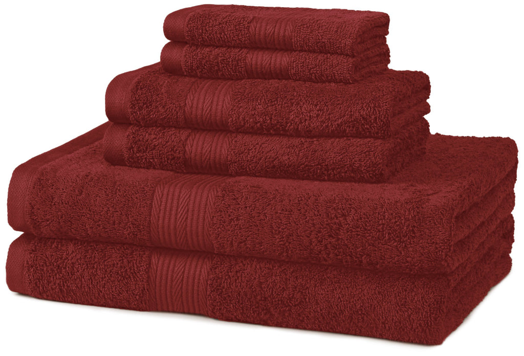 Amazon Basics 6-Piece Fade-Resistant 100% Cotton Towel Set for Bathroom, Soft and Absorbent, 2 Bath Towels, 2 Hand Towels, 2 Washcloths, Gray