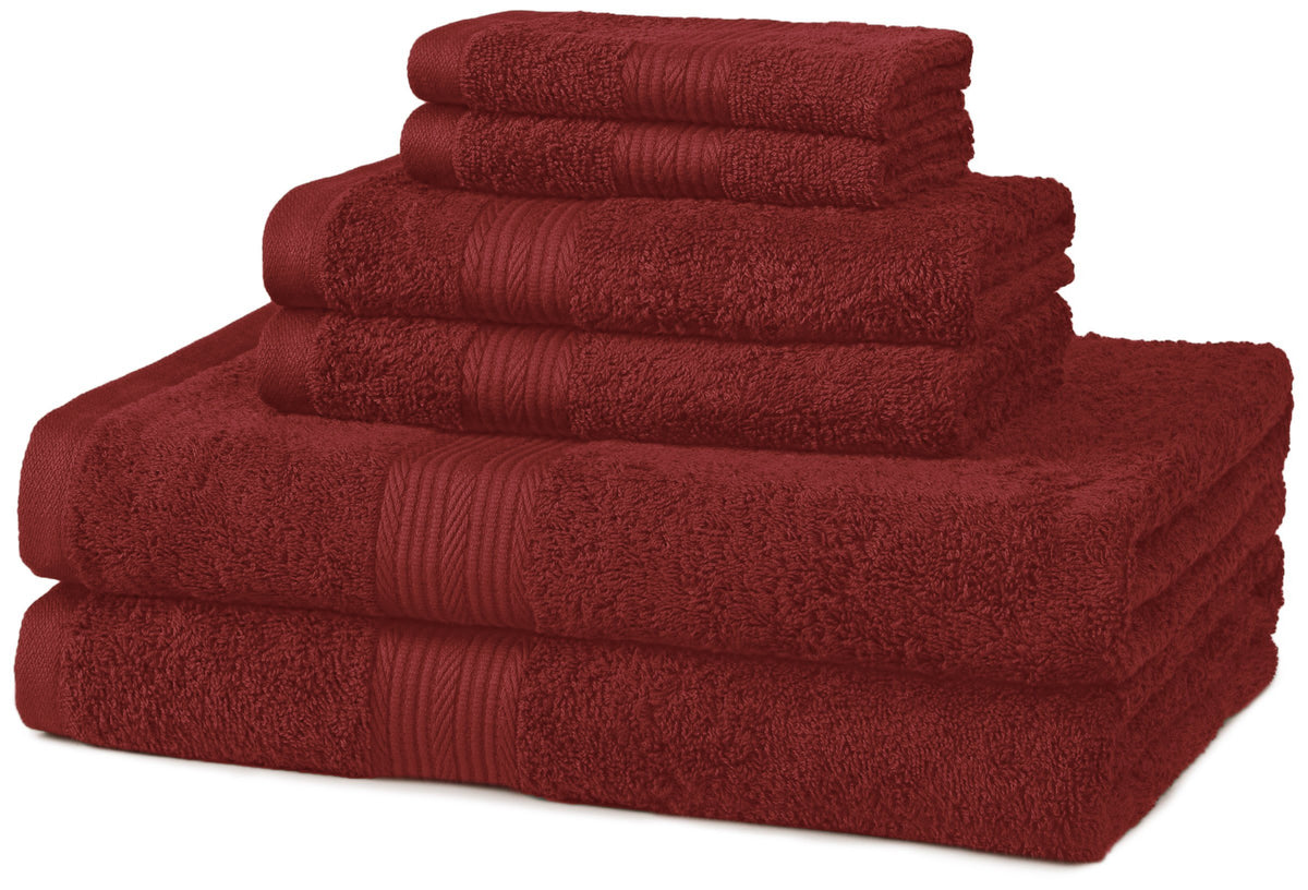 Amazon Basics 6-Piece Fade-Resistant 100% Cotton Towel Set for Bathroom, Soft and Absorbent, 2 Bath Towels, 2 Hand Towels, 2 Washcloths, Gray