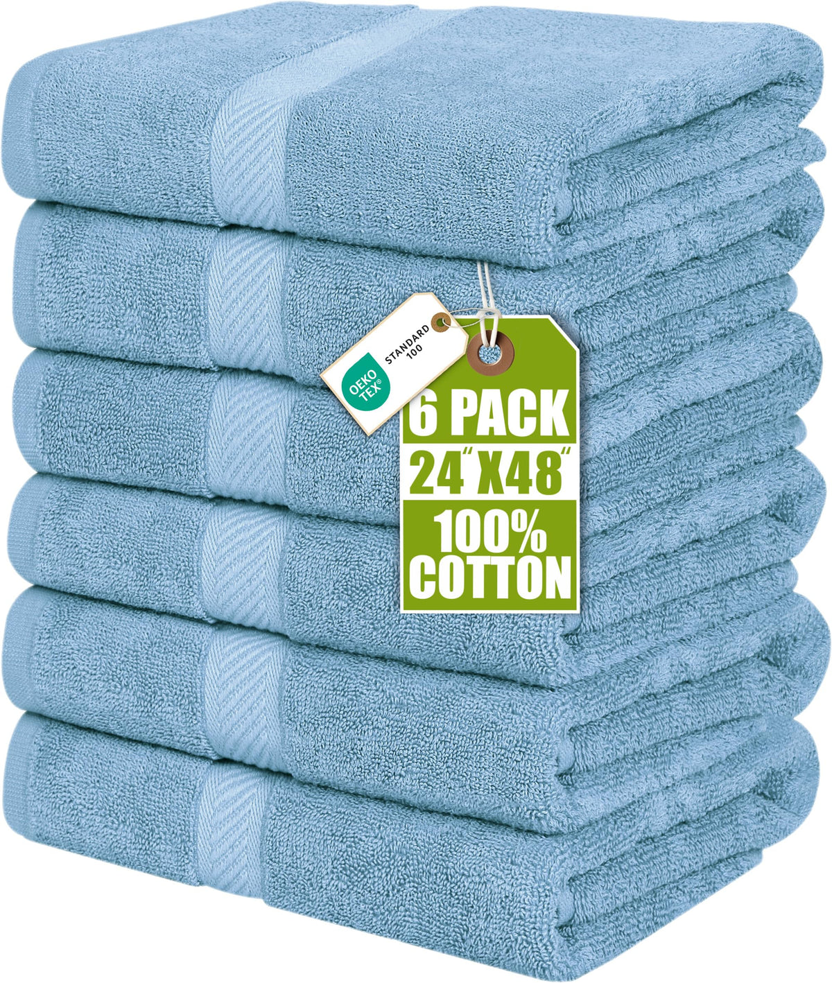 Utopia Towels 6 Pack Medium Bath Towels, 24x48 in, 500 GSM Cotton, Grey