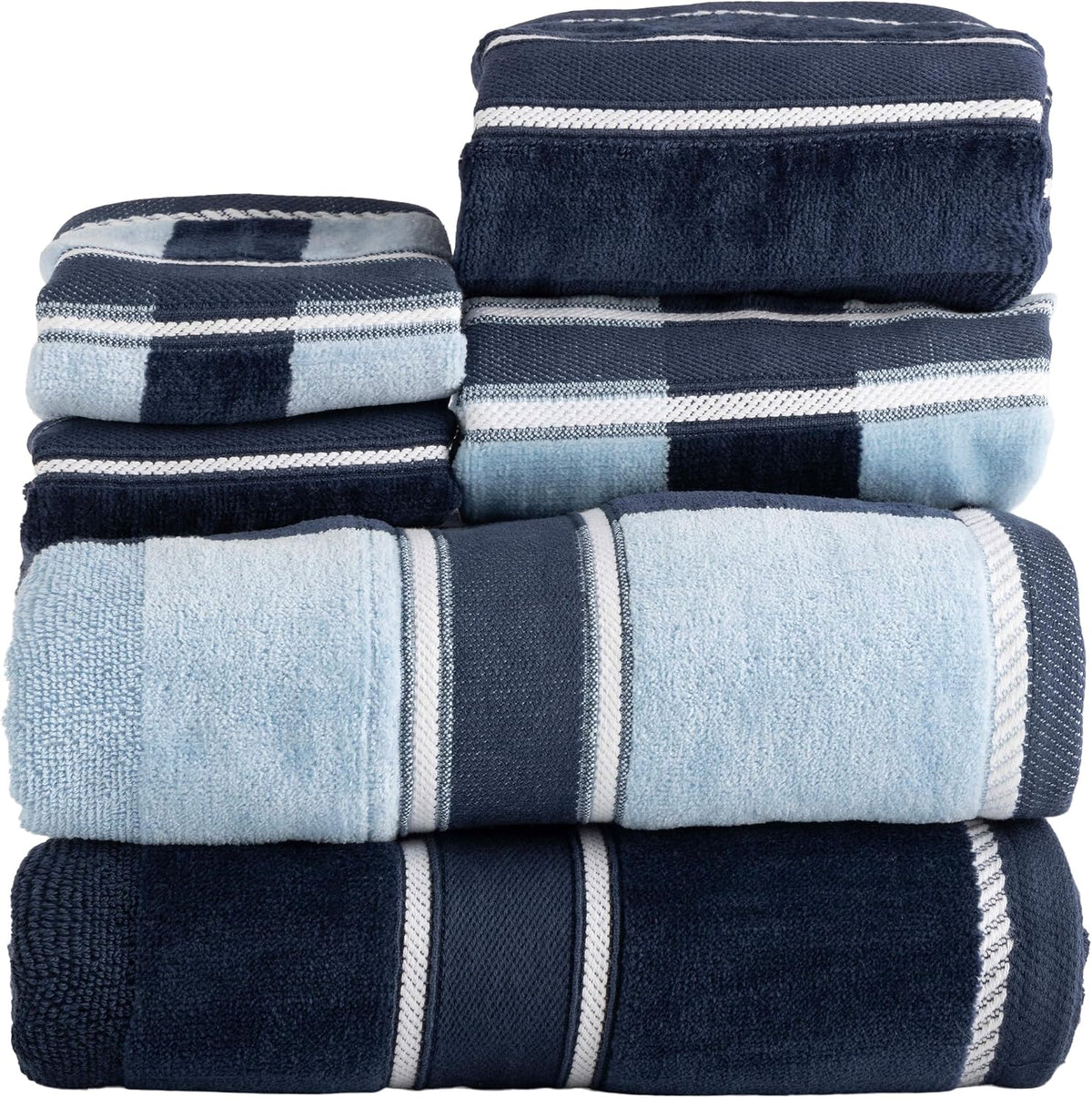 Lavish Home Bathroom Towels Set, Bathroom Accessories, Navy, Set of 6