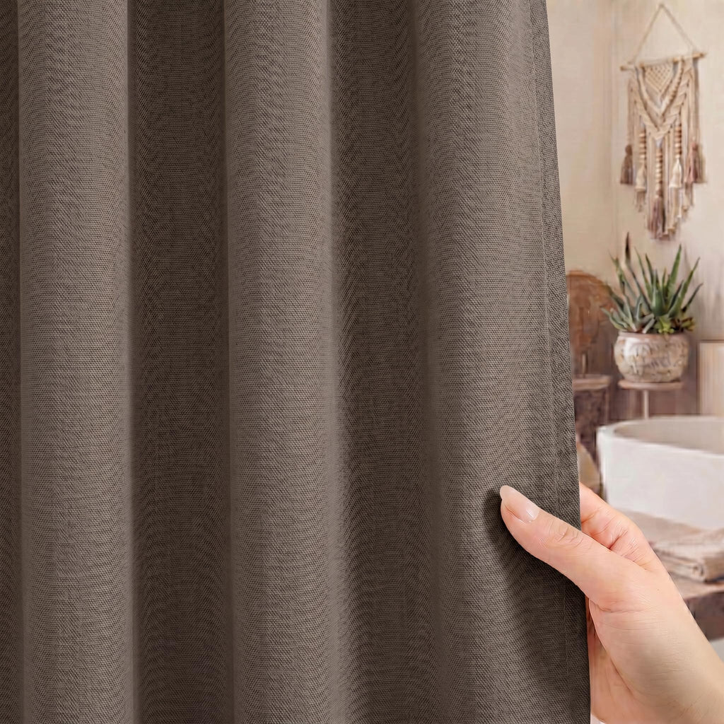 Seasonwood Linen Shower Curtain Farmhouse Bathroom Decor 72x96 Inches