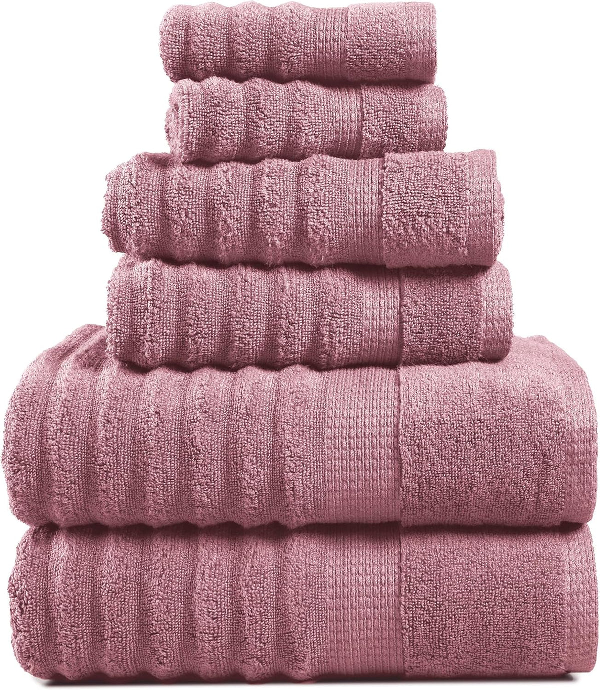 LANE LINEN Bath Towel Set Absorbent Quick Dry 100% Cotton - Wishful Mauve