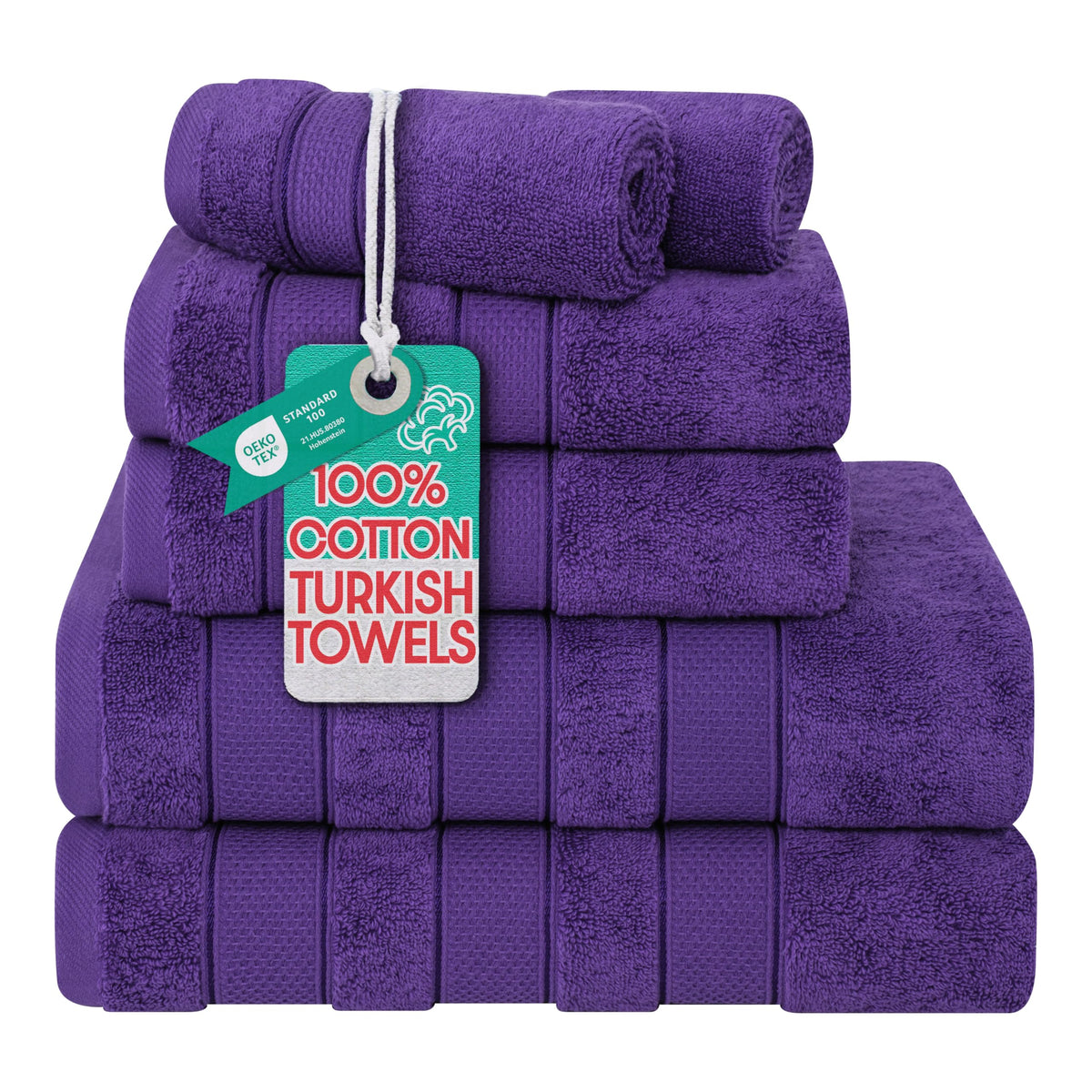 American Soft Linen Salem Turkish Bath Towel Set, 100% Cotton 600 GSM 6 Piece Towels for Bathroom, 2 Bath Towels 2 Hand Towels 2 Washcloths, Navy Blue