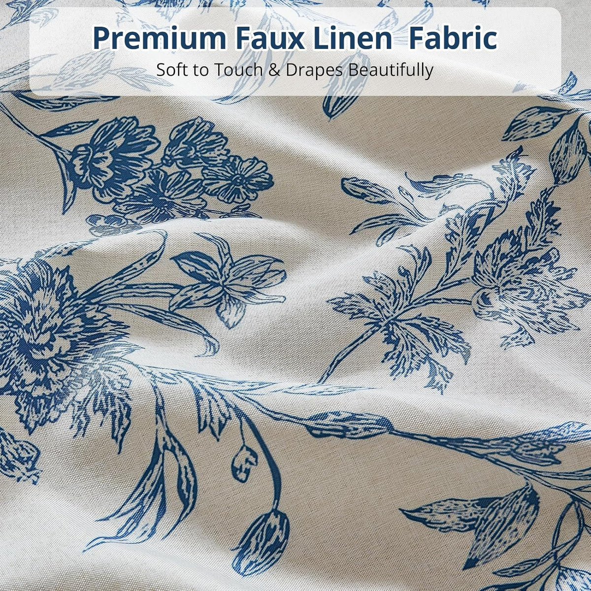 Warmstar Farmhouse Shower Curtain,Blue Floral Shower Curtain for Bathroom