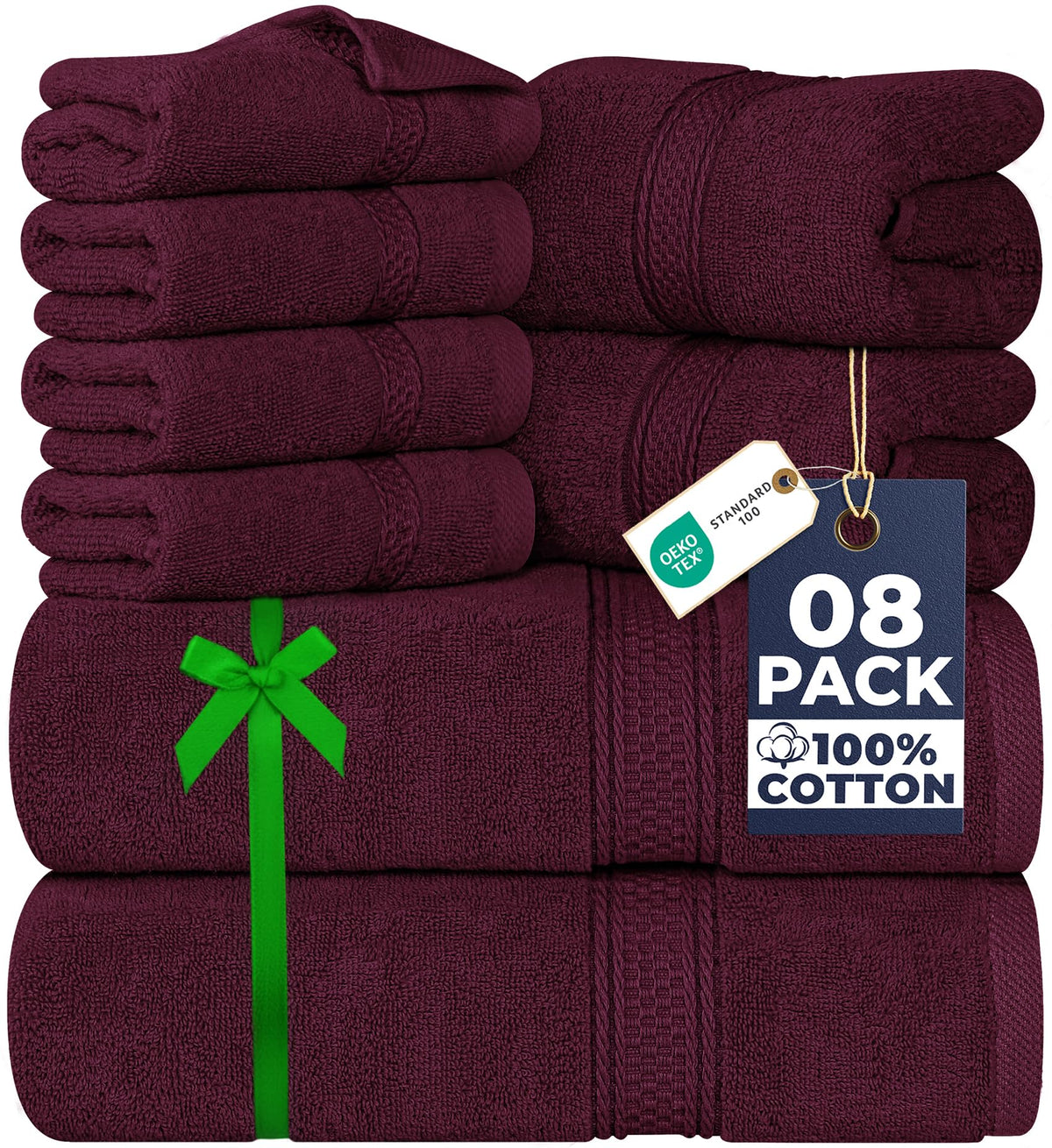 Utopia Towels 8 Piece Majestic Plush Luxury Towel Set, Cotton, Teal