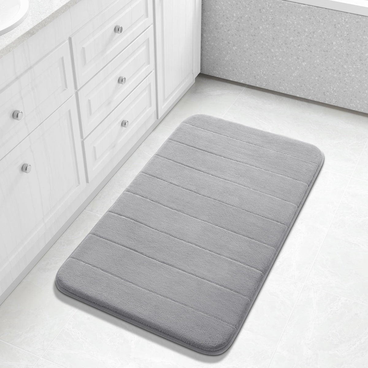Yimobra Memory Foam Bath Mat, Super Soft & Absorbent Bathroom Rug, Grey