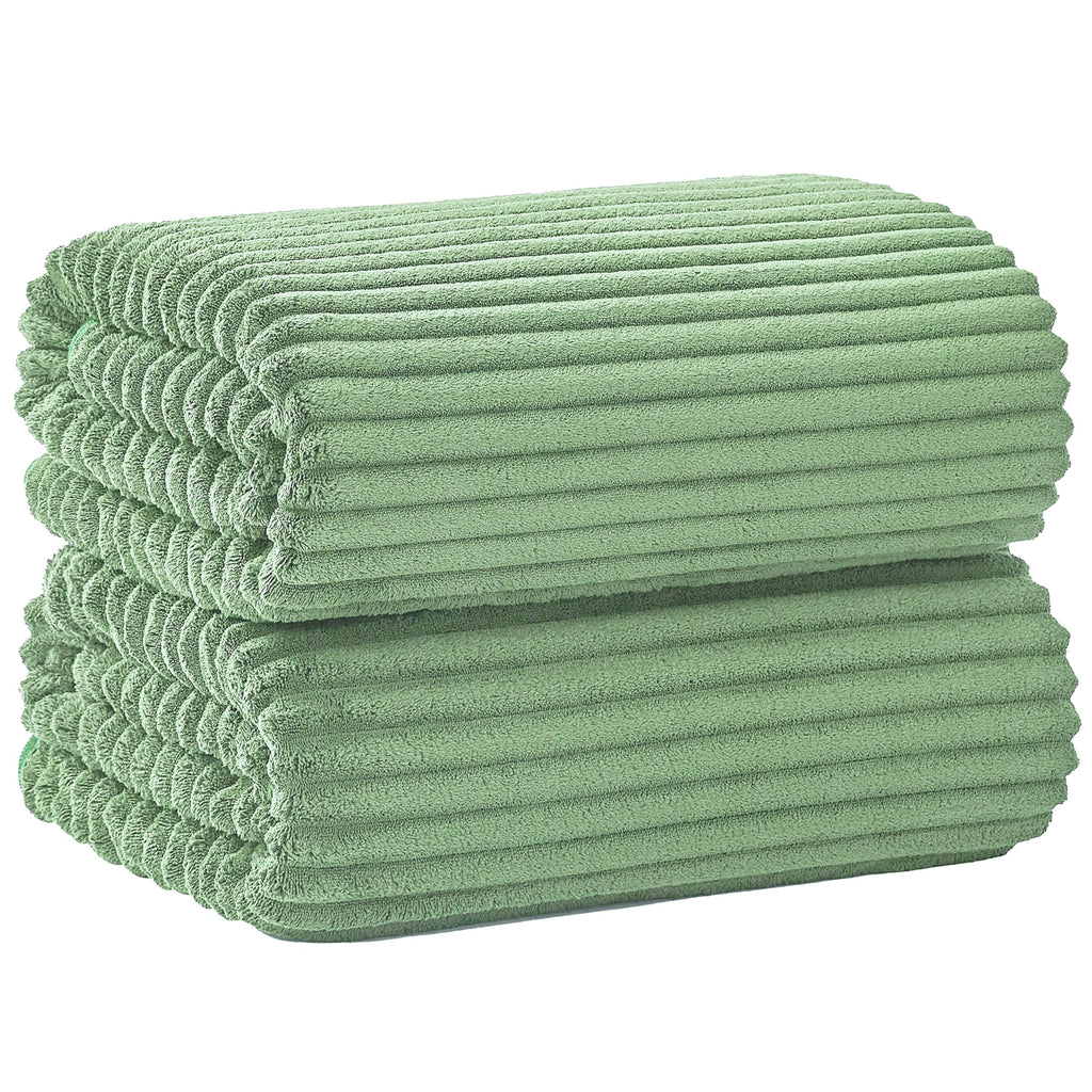 6 PC Bath Towel Set, 40"x80" Oversized Bath Sheets, Olive Green